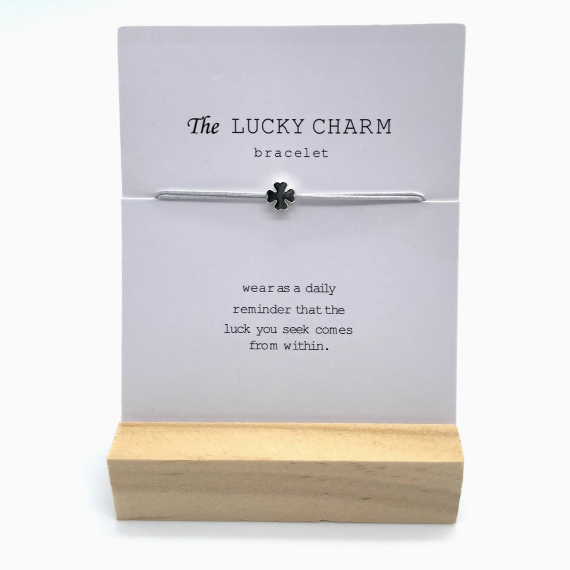 Armband "LUCK" Kleeblatt - Hellgrau/Silber