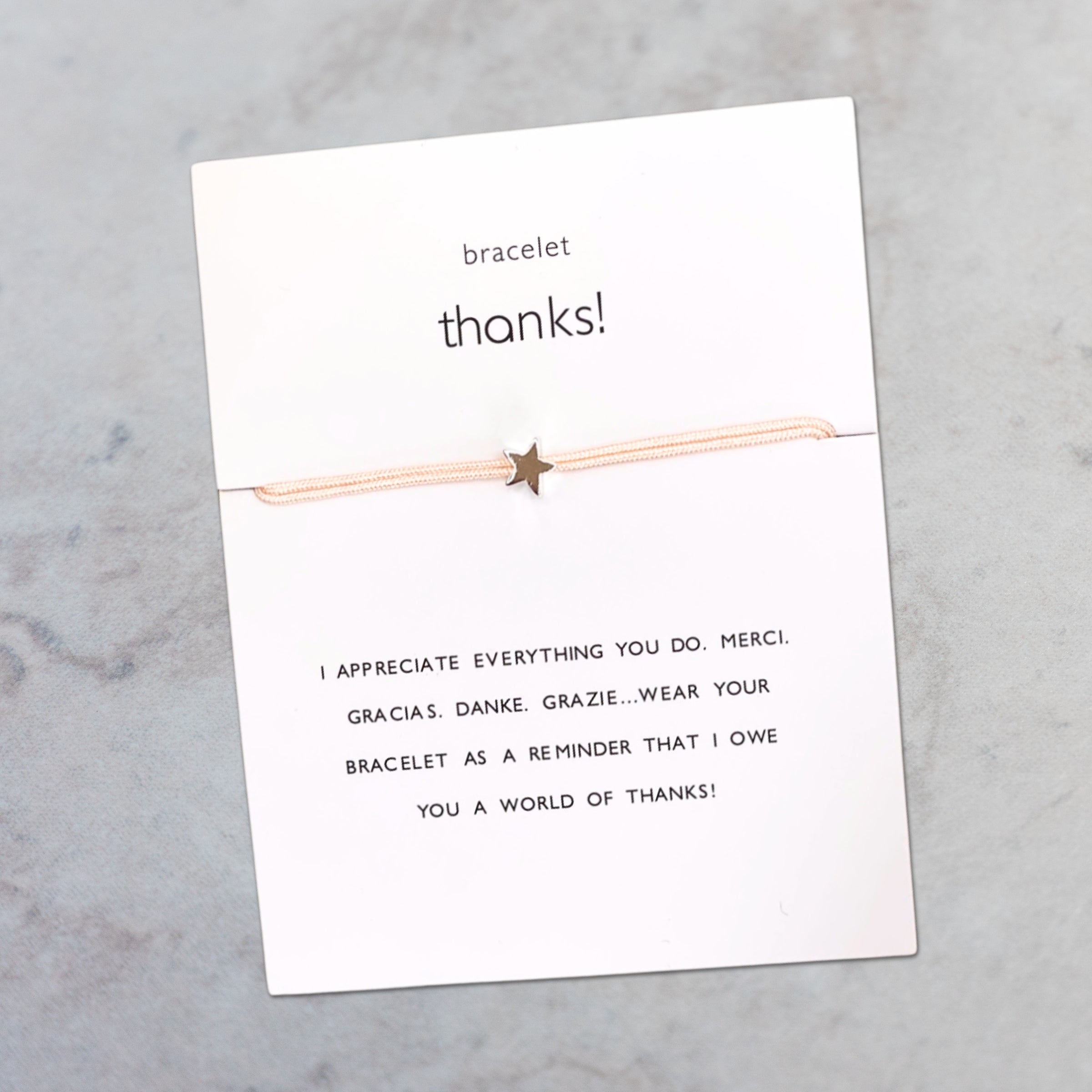 Armband "THANKS" Stern - Peach/Silber