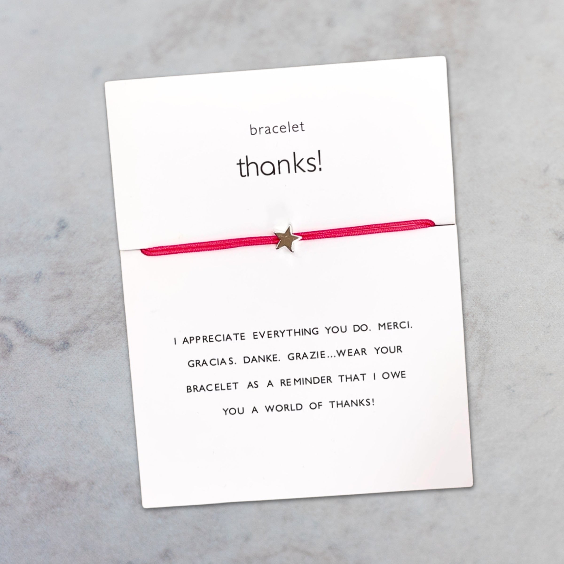 Armband "THANKS" Stern - Pink/Silber