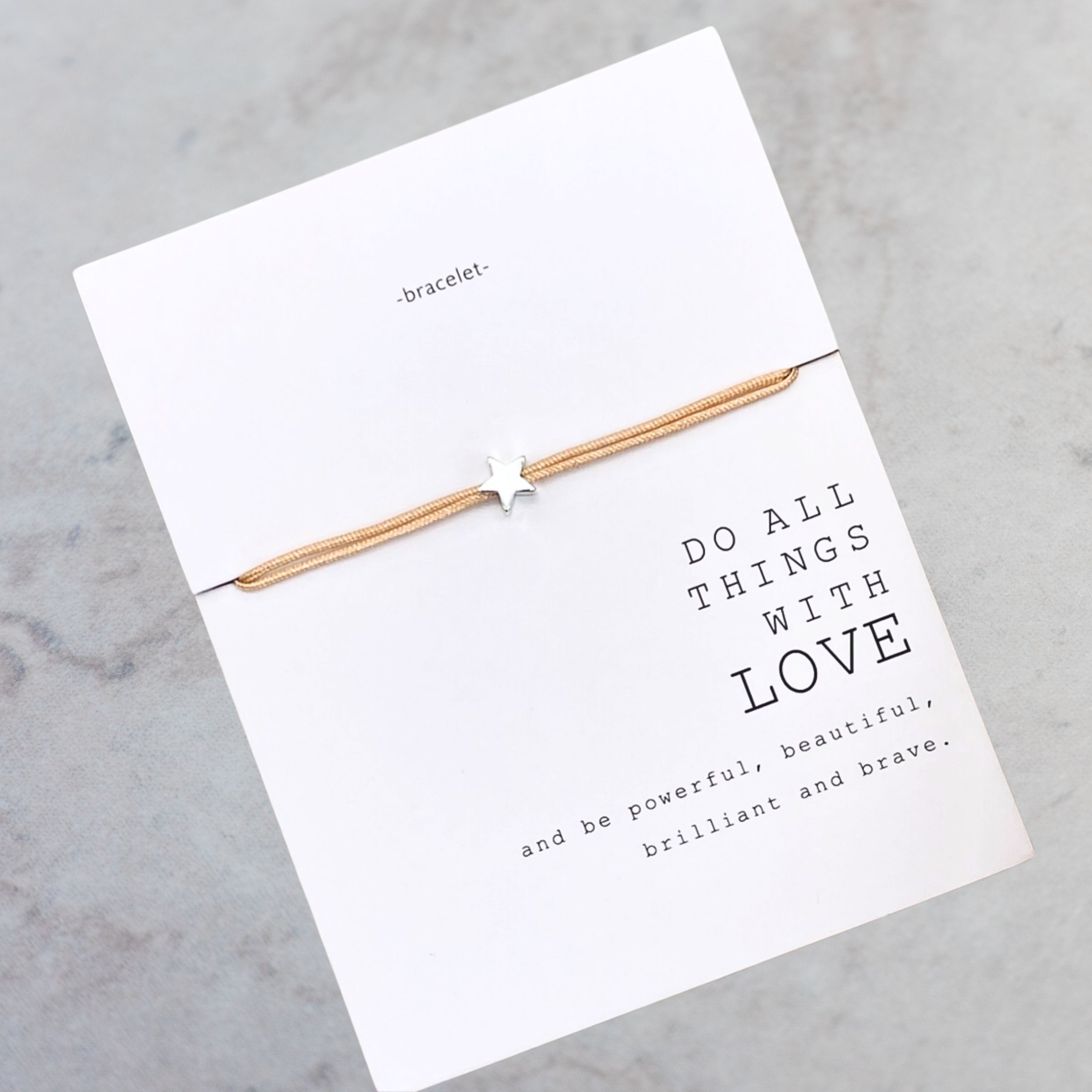 Armband "WITH LOVE" Stern - Beige/Silber