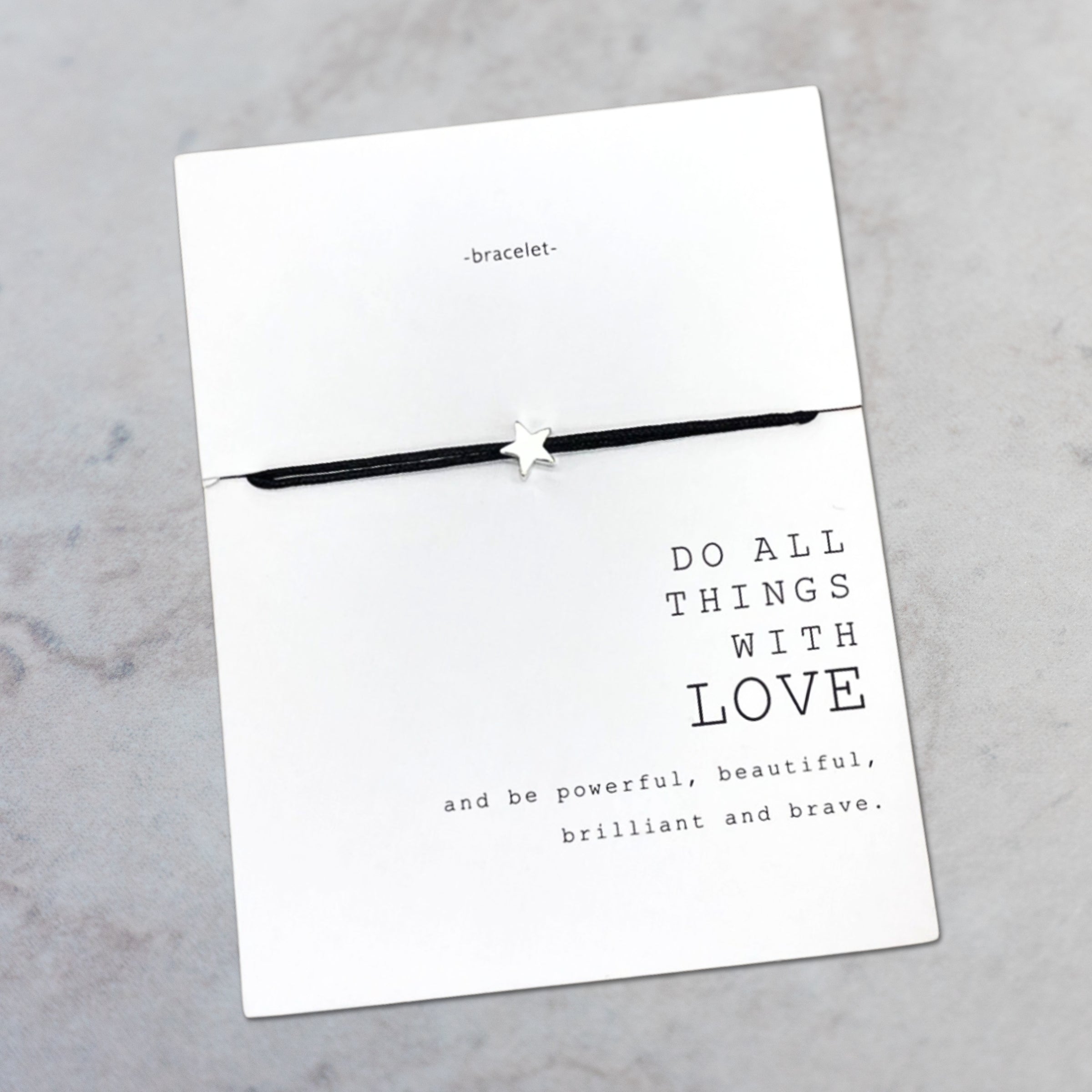 Armband "WITH LOVE" Stern - Schwarz/Silber