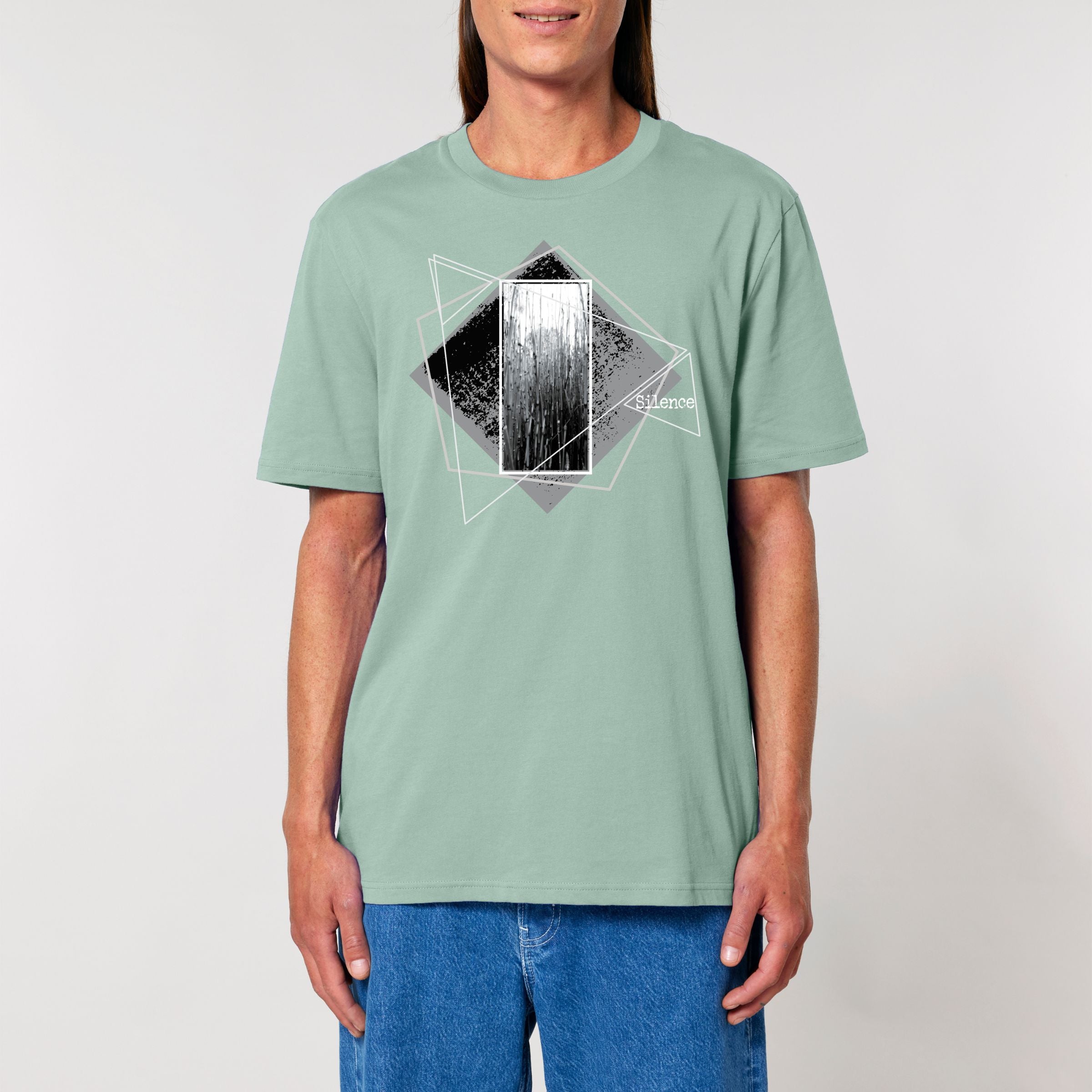 Premium Organic T-Shirt "Silence" Frontansicht Mann