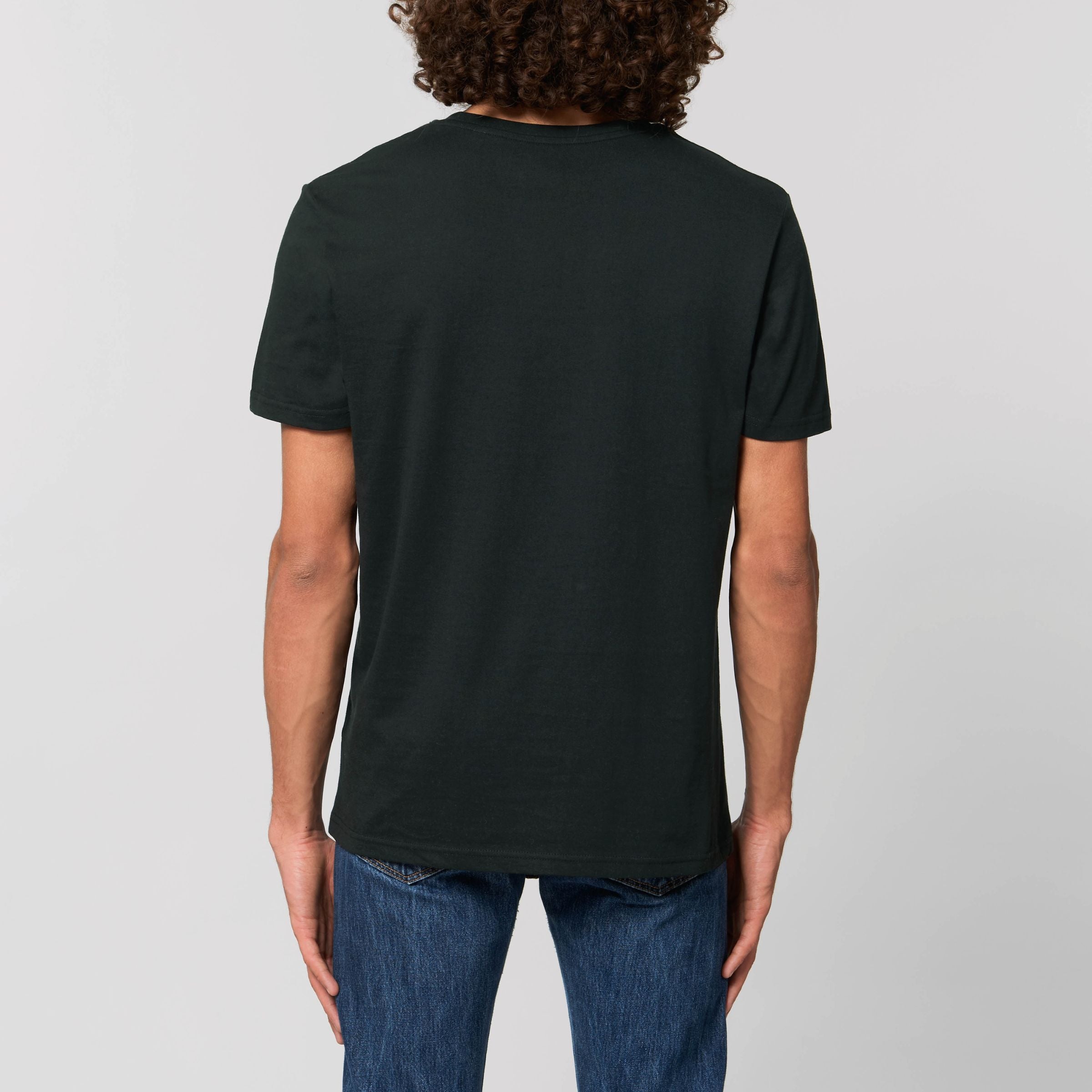 Premium Organic T-Shirt Unisex schwarz Dis-and Reconnect Mann Rückenansicht