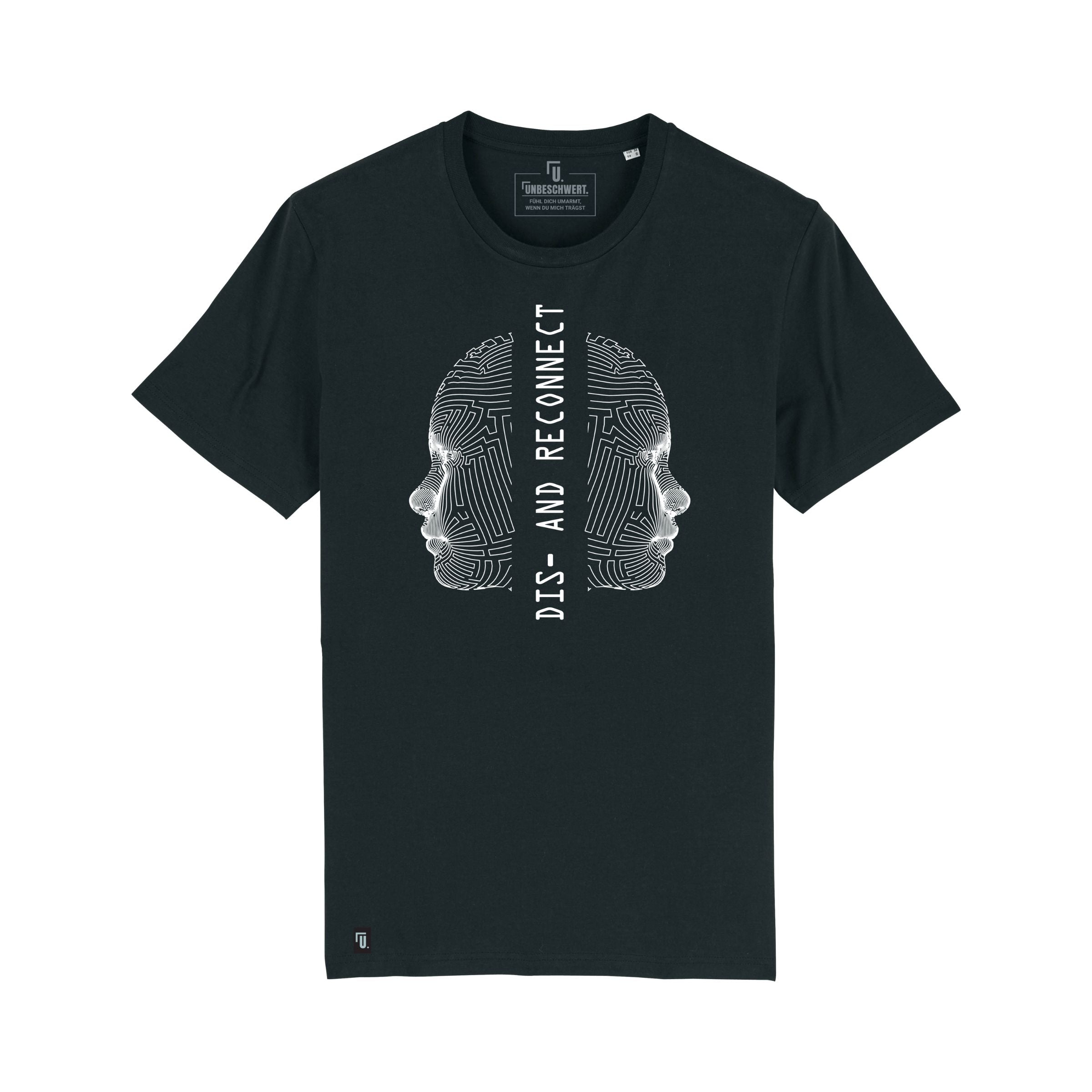 Premium Organic T-Shirt Unisex schwarz Dis-and Reconnect Frontansicht