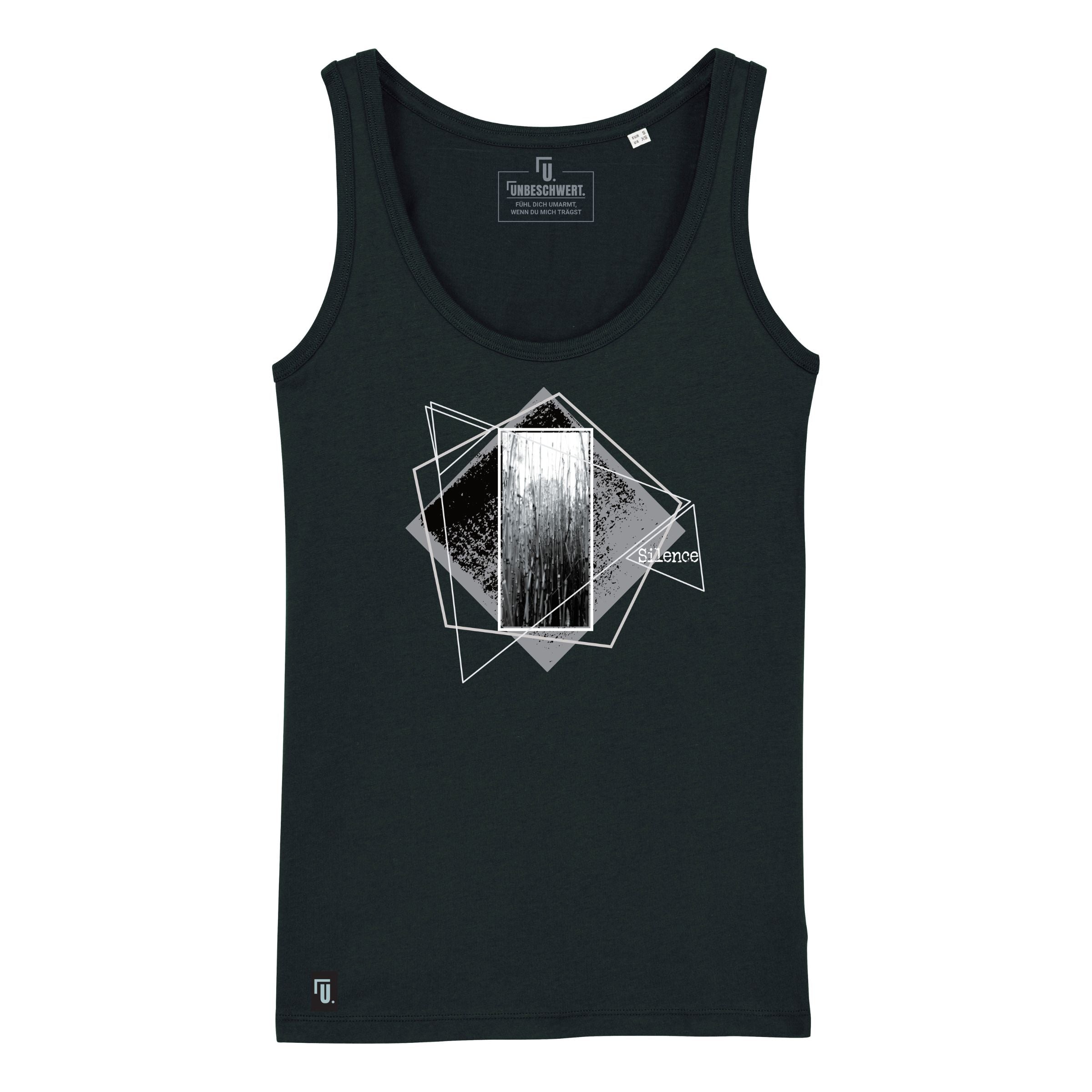 Premium Organic Tank Top "SILENCE" - schwarz Frontansicht