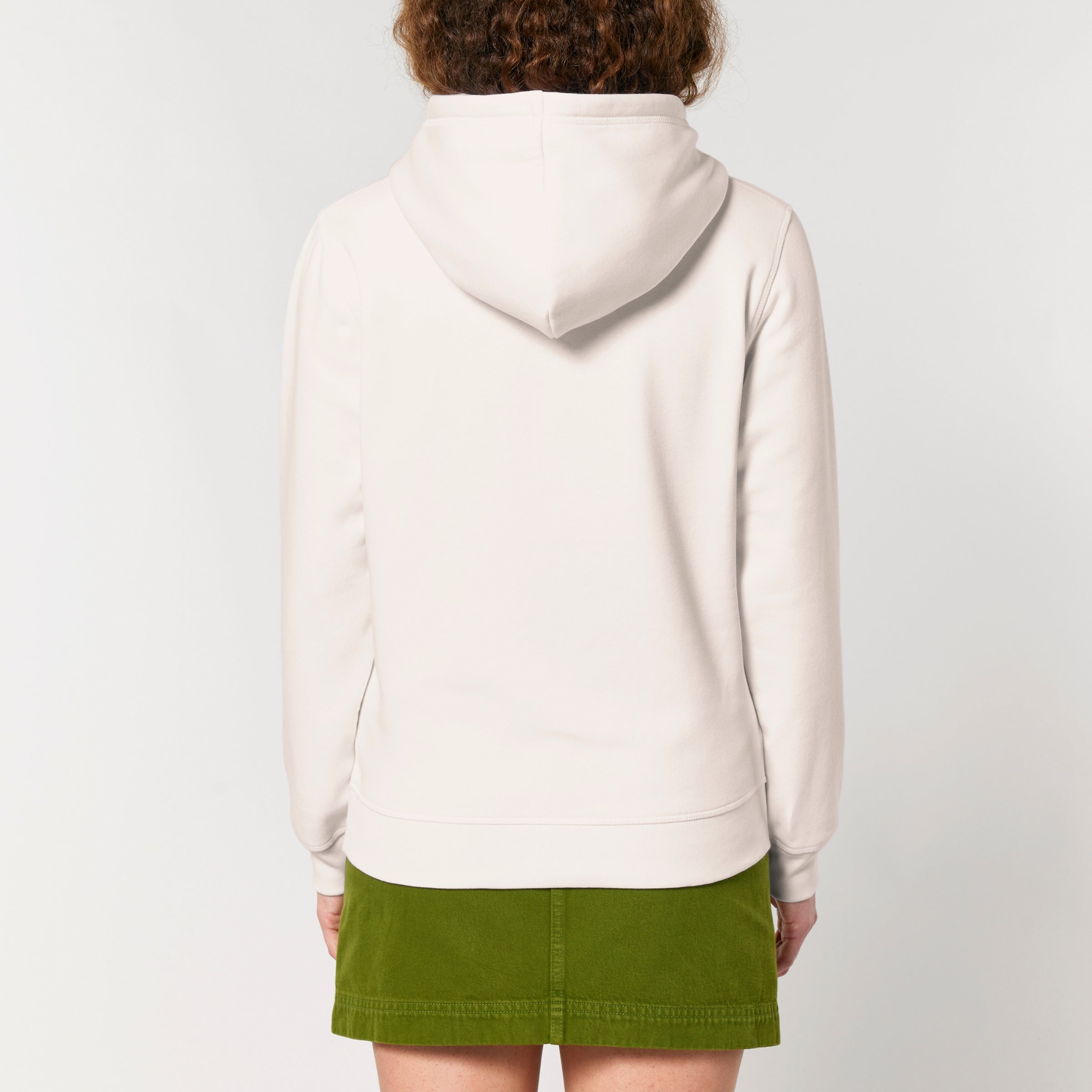 Premium Organic Hoodie_PROCESS_Vintage White_Frau_ Rückenansicht