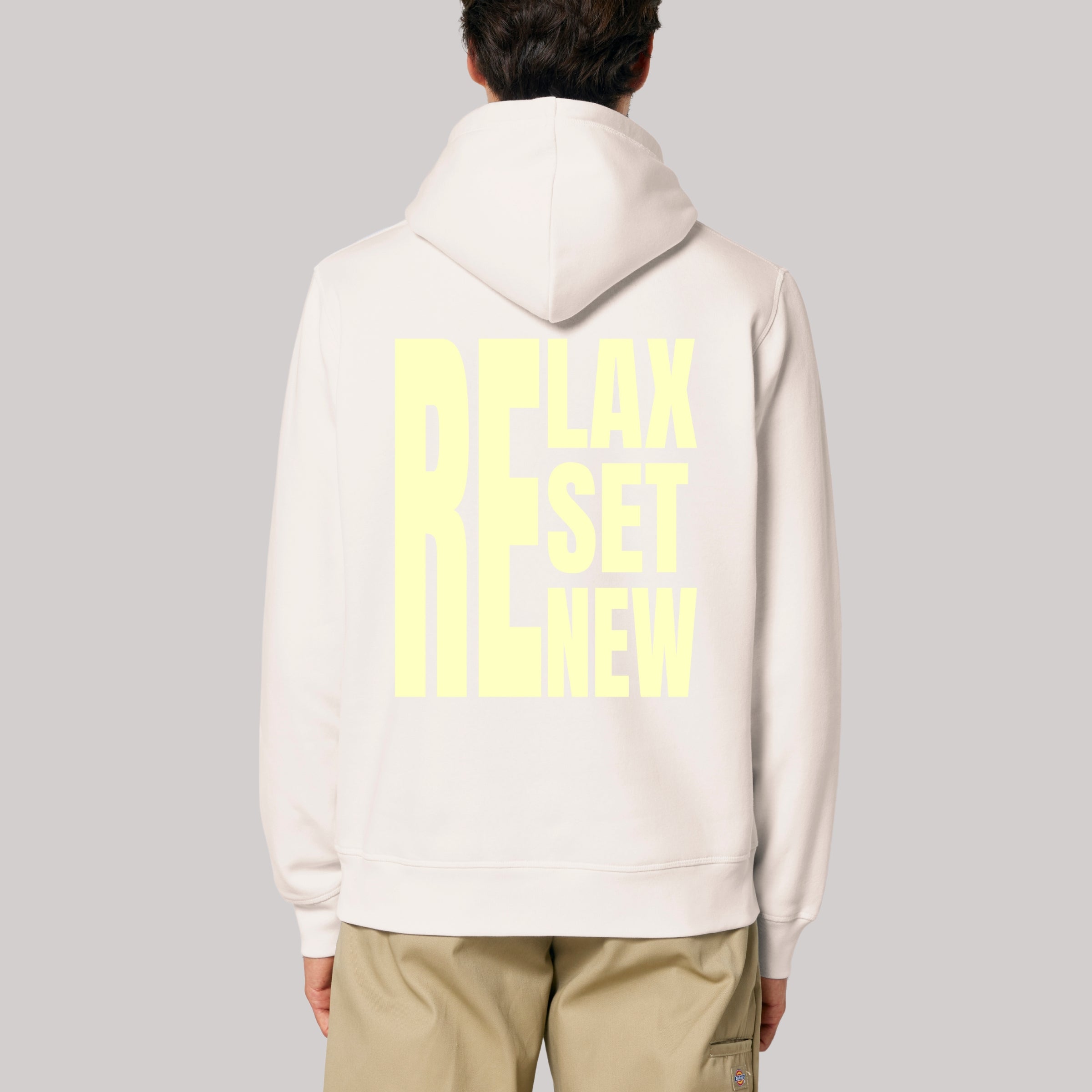 Hoodie "RELAX-RESET-RENEW" Unisex - Vintage White