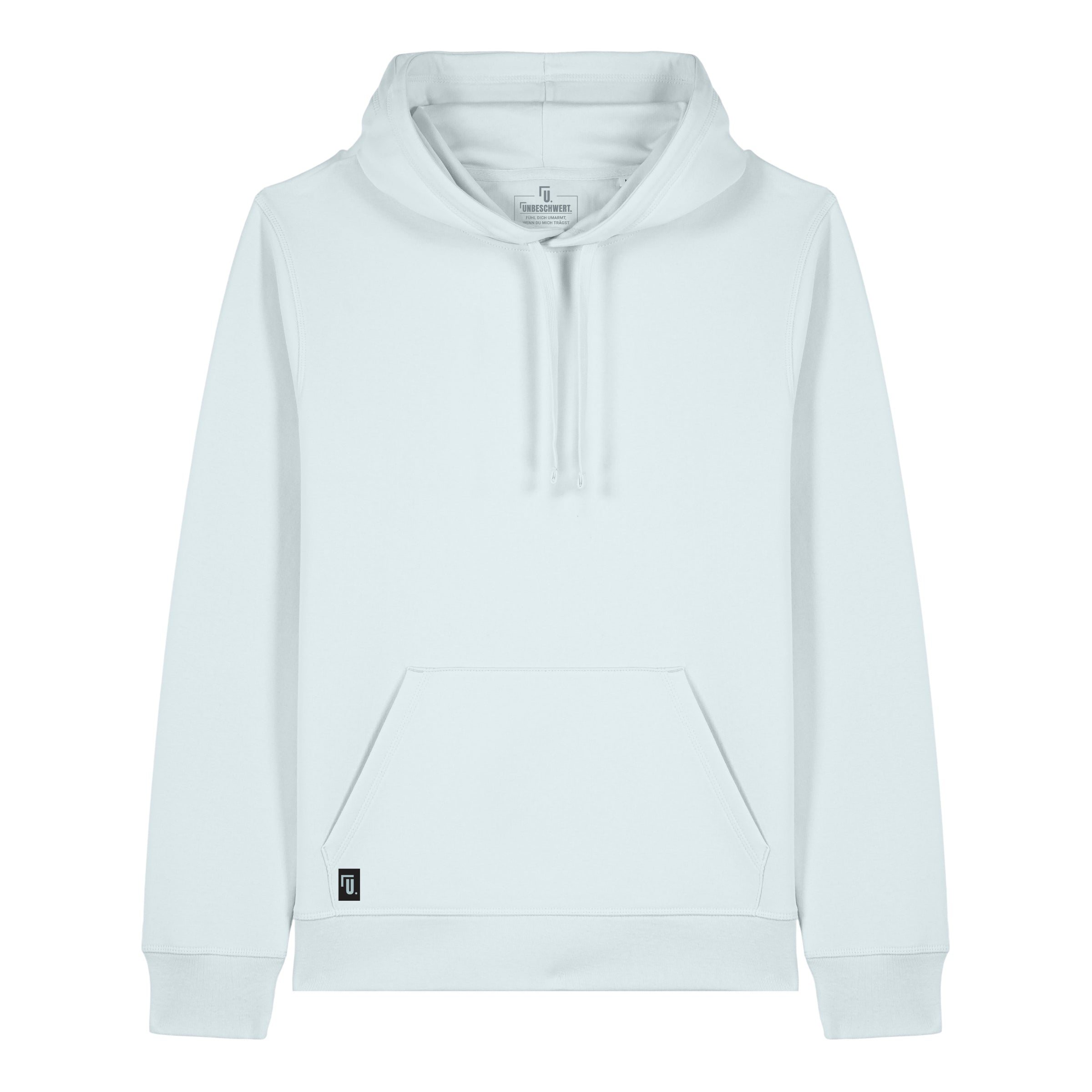 Premium Organic Hoodie RELAX-RESET-RENEW_Blue Ice_ Frontansicht