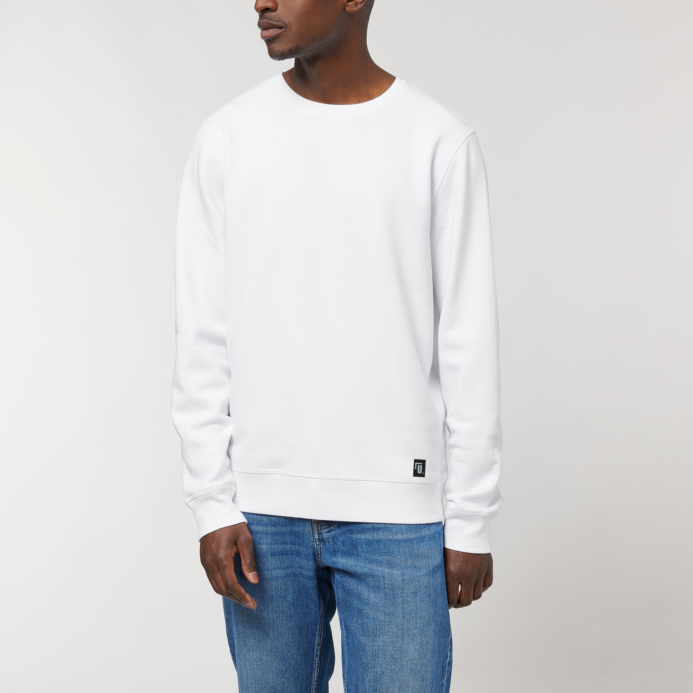 Premium Organic Sweatshirt - U. - Unisex - weiß-Mann-Frontansicht