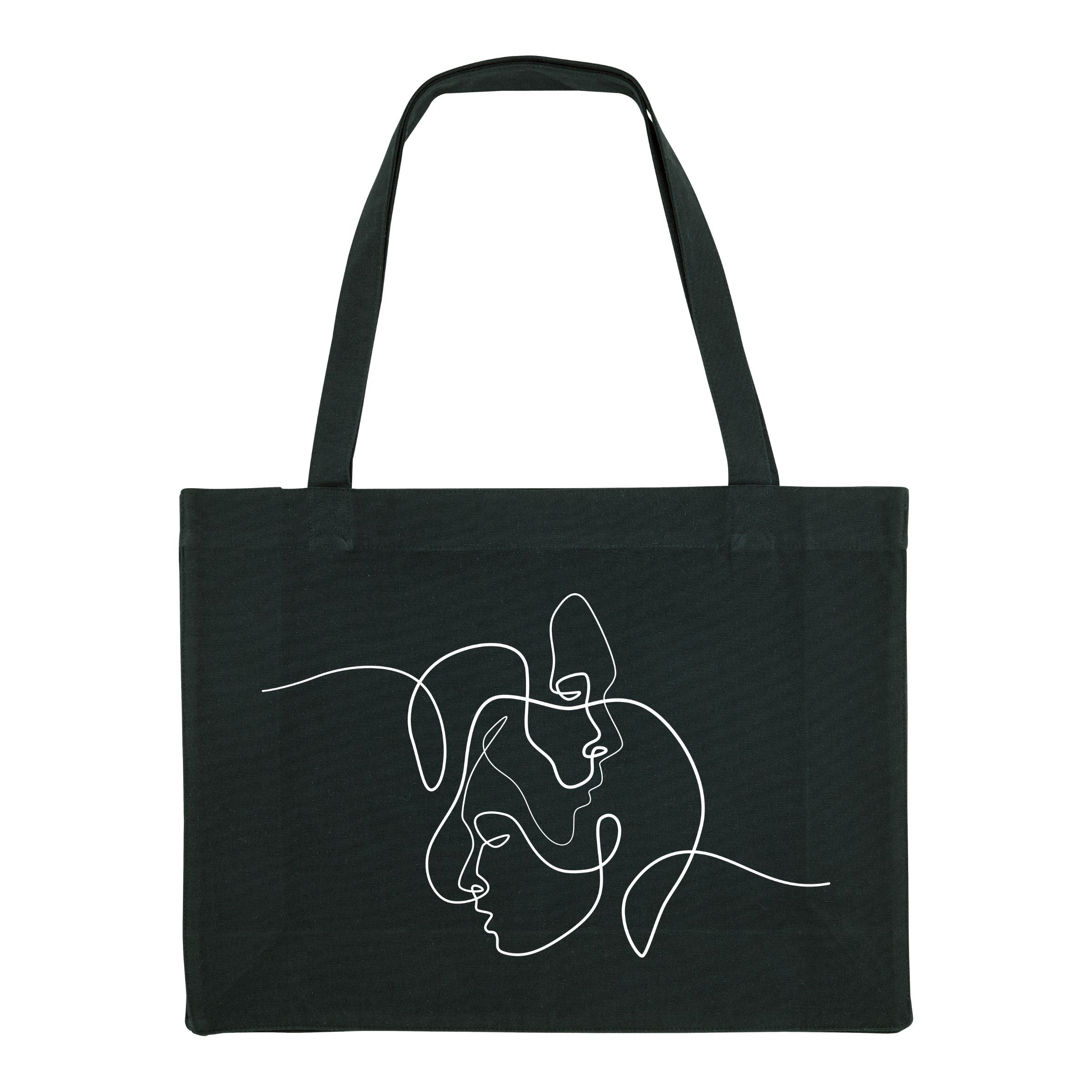 Shopping-Bag FACES schwarz Frontansicht