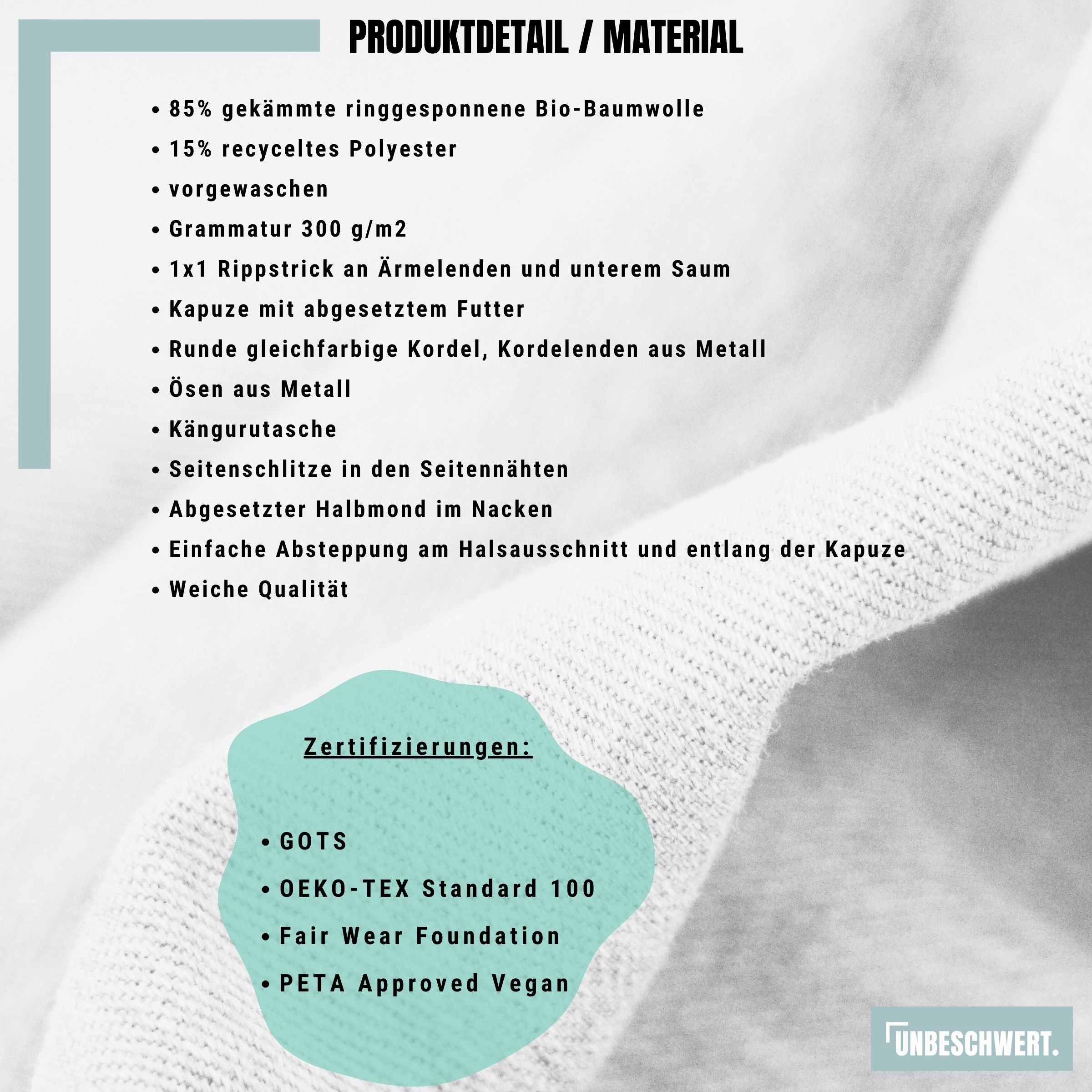 Material und Produktdetails Premium Organic Hoodie-Kleid